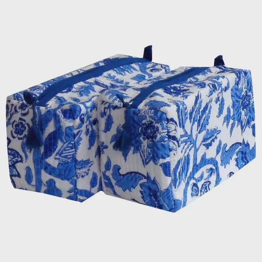 Hannah Blue Cosmetic Bag- Medium