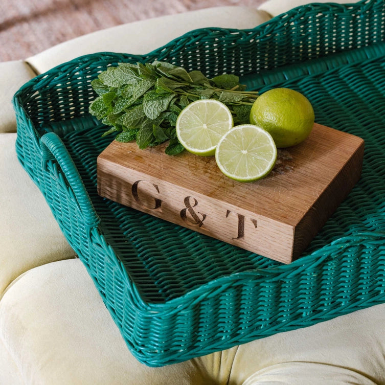 Rattan Scalloped Tray (Green)