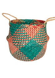 Large Seagrass Basket Teal/Red