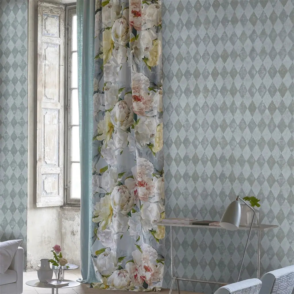 9m Designers Guild Peonia Grande Zinc Fabric 70% OFF