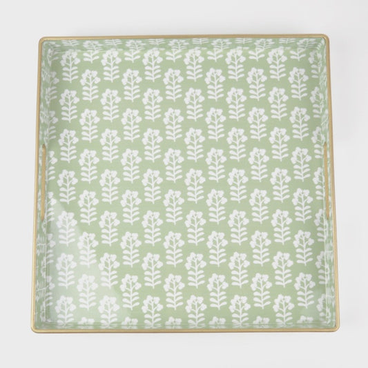 Sage Floral Square Tray