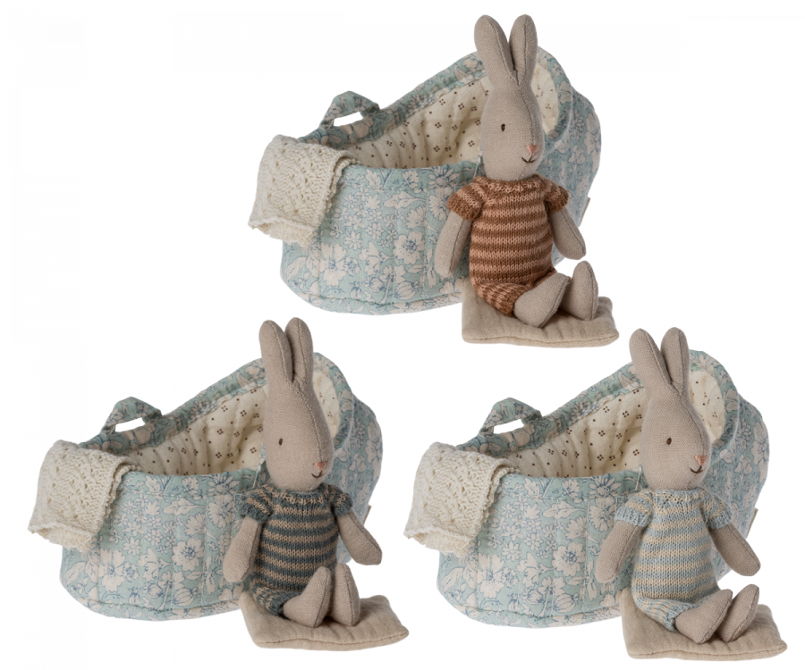 Rabbit in Carrycot-Pale Blue