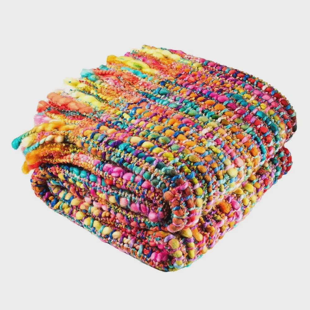 Soft Woven Rainbow Throw