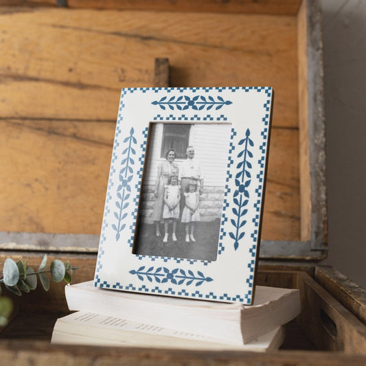 Gemma Blue and Cream Botanical Picture Frame