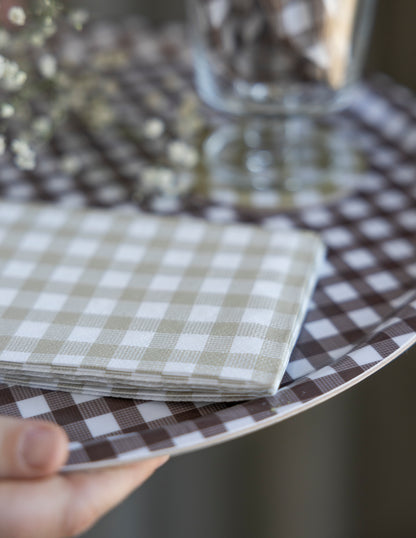 Brown Gingham Tray