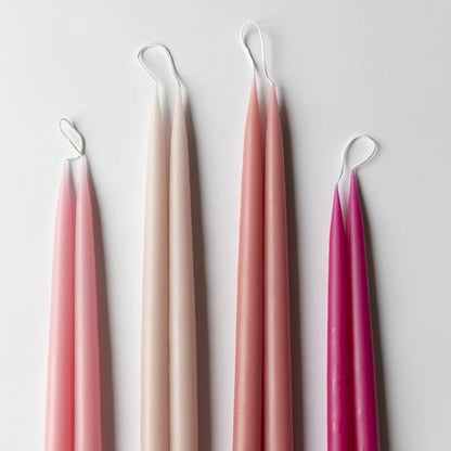 Pair of Pastel Rose Hand Dipped Taper Candles / Long