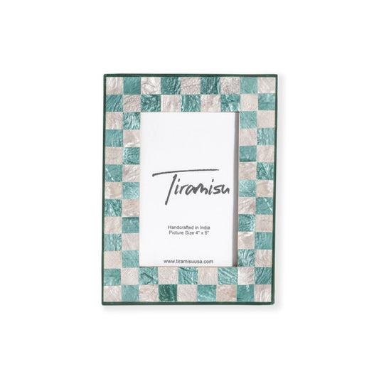 Turquoise and Cream Checkerboard Frame