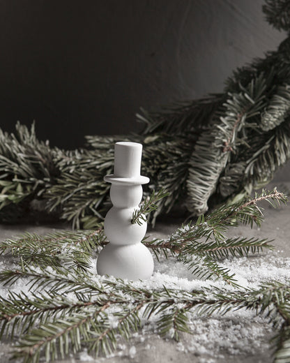 Matt White Ceramic Snowman /  Small