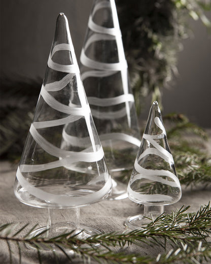 Glass Christmas Tree With  Frosted Garland / Small