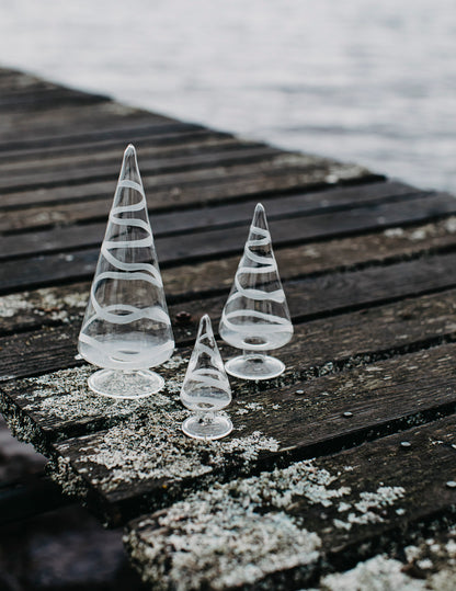 Glass Christmas Tree With  Frosted Garland / Small