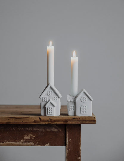 Matt White Ceramic House Candleholder