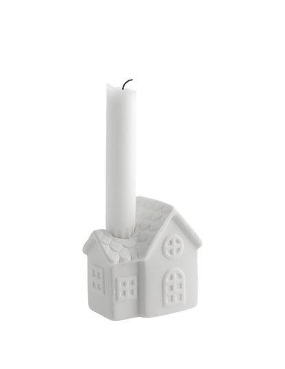 Matt White Ceramic Cottage Candleholder