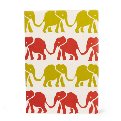 Elephants Card- Red & Yellow