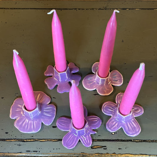 Amethyst Ceramic Flower Candle Holder