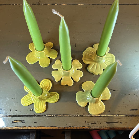 Lime Green Ceramic Flower Candle Holder