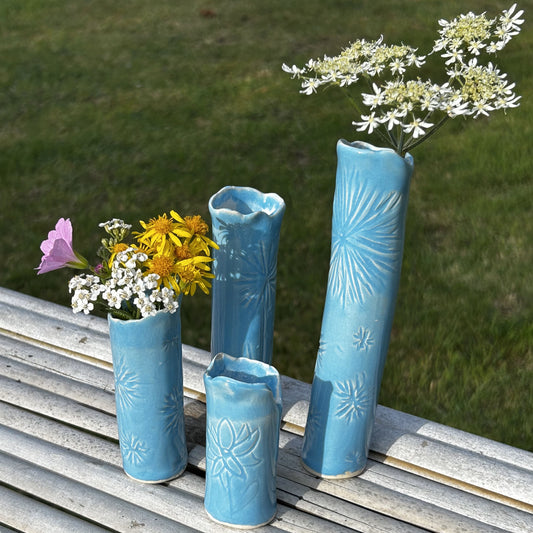 Sky Blue Slender Bud Vase