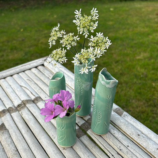 Mint Green Slender Bud Vase