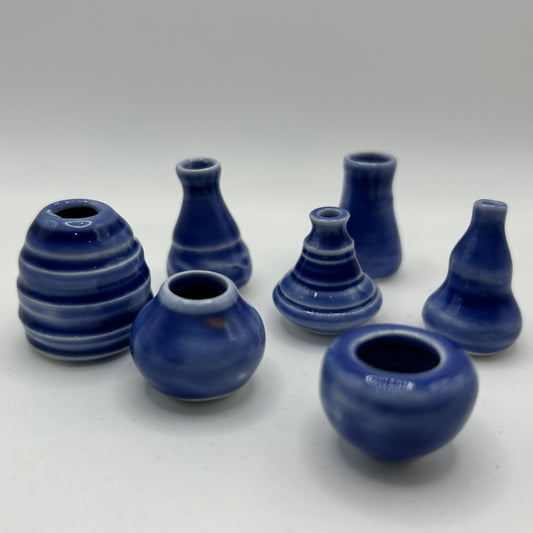 Teeny Tiny Hand Thrown Pots / Saphira Blue