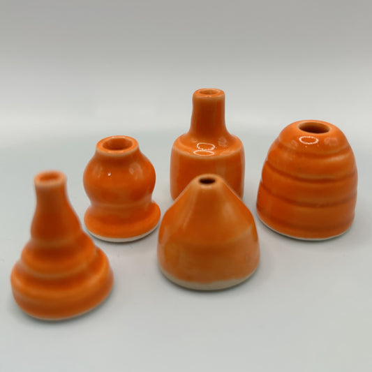 Teeny Tiny Hand Thrown Pots / Orange