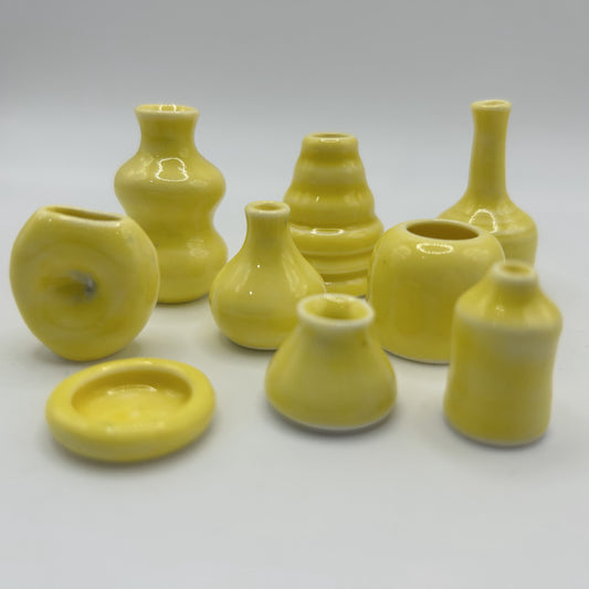 Teeny Tiny Hand Thrown Pots / Yellow