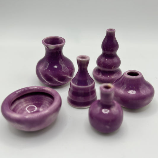 Teeny Tiny Hand Thrown Pots / Purple