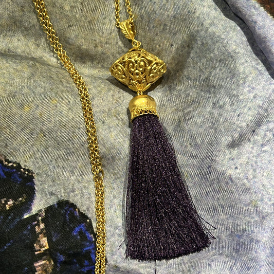 Purple Silk Tassel Necklace