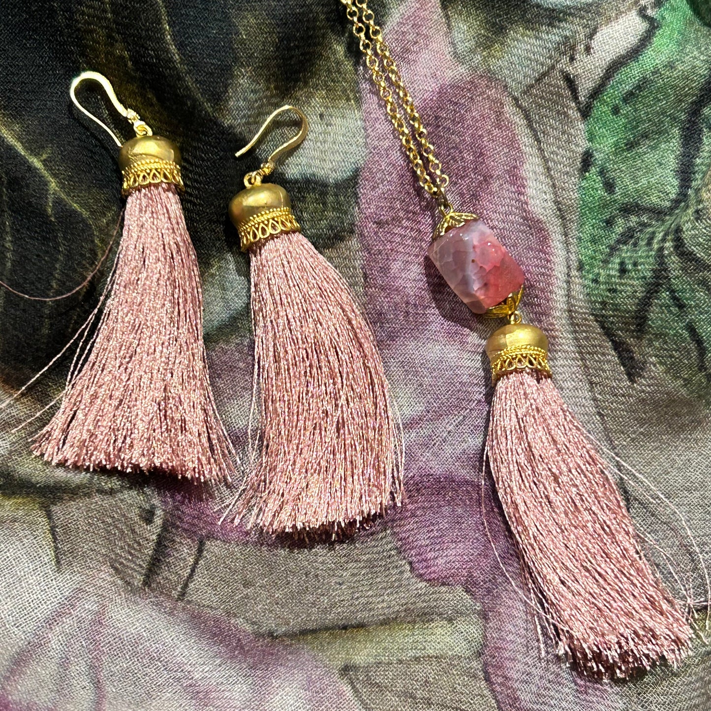 Soft Pink Silk Tassel Jewellery