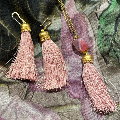 Soft Pink Silk Tassel Jewellery