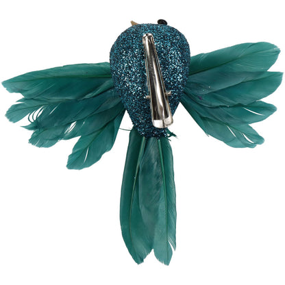 Turquoise Glitter Clip Bird