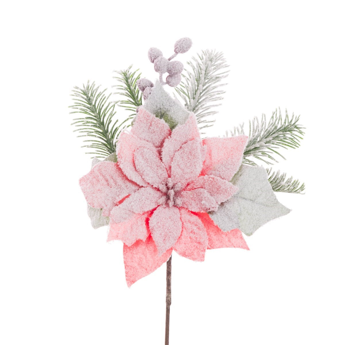 Snowy Poinsetta With Pine Spray