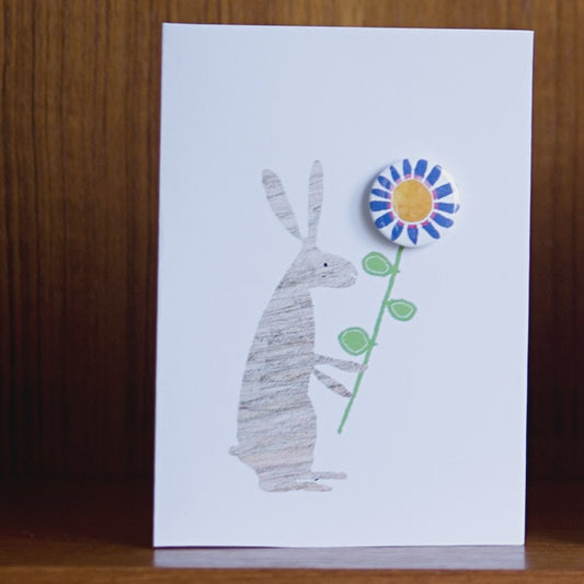 Rabbit Flower - Greeting Card with Badge