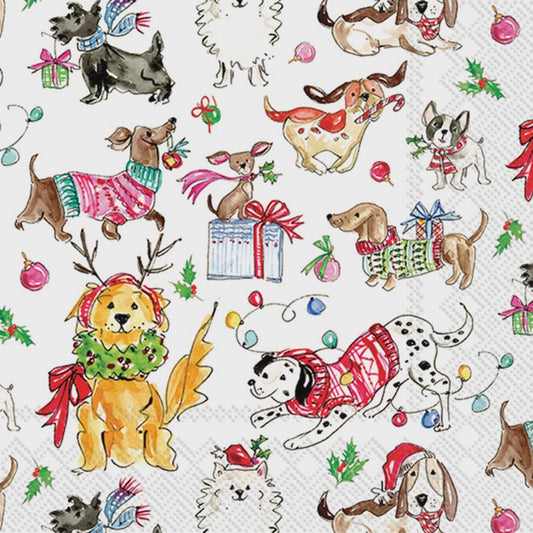 Christmas Dogs Christmas Cocktail Napkins