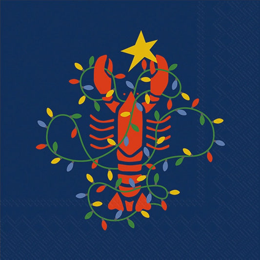 Lobster Christmas Lights Cocktail Napkin