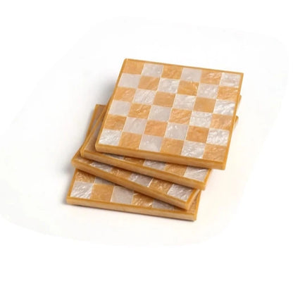 Orange and Cream Checkerboard Coaster