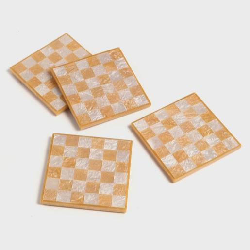 Orange and Cream Checkerboard Coaster