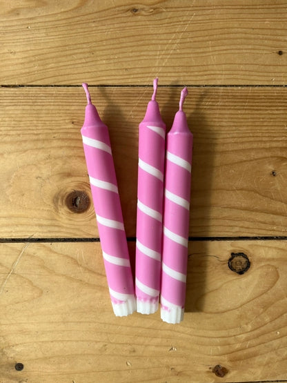 Rose & White Thin Stripe Candle