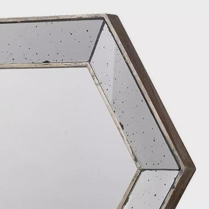 Hexagon Vintage Style Glass Frame Mirror- Large