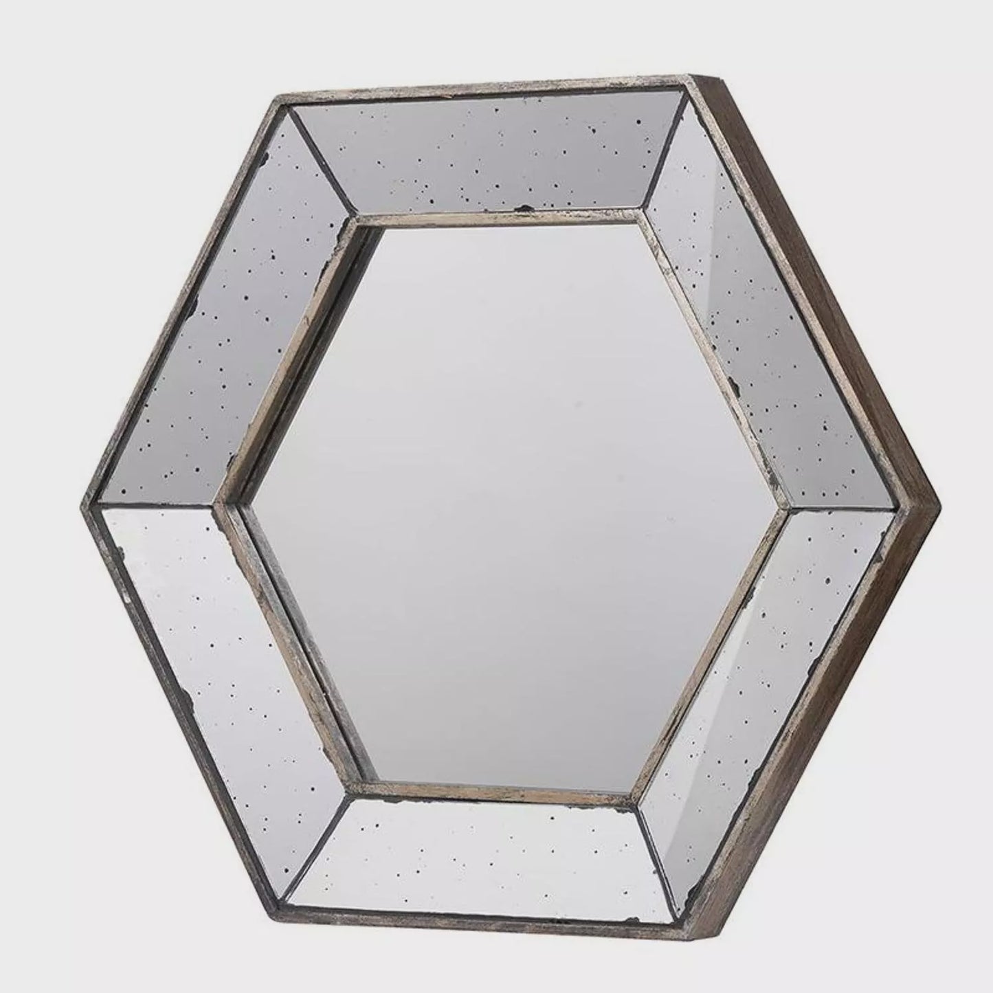 Hexagon Vintage Style Glass Frame Mirror- Large