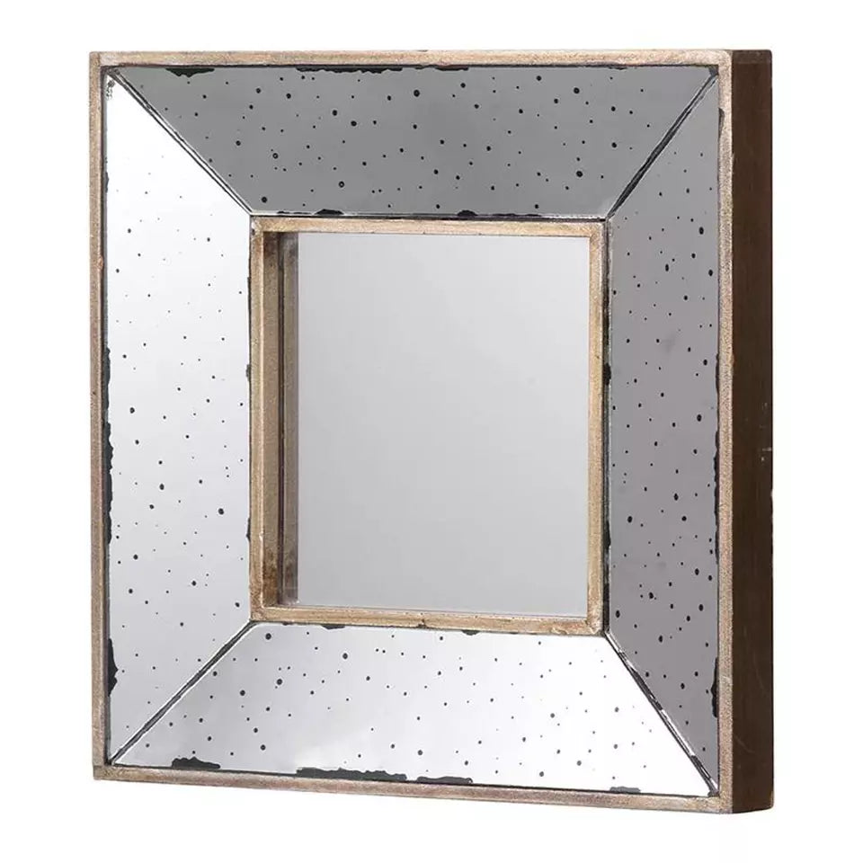 Square Vintage Style Glass Frame Mirror