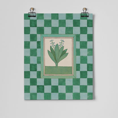 Book of Herbs Green Check Fine Art Print