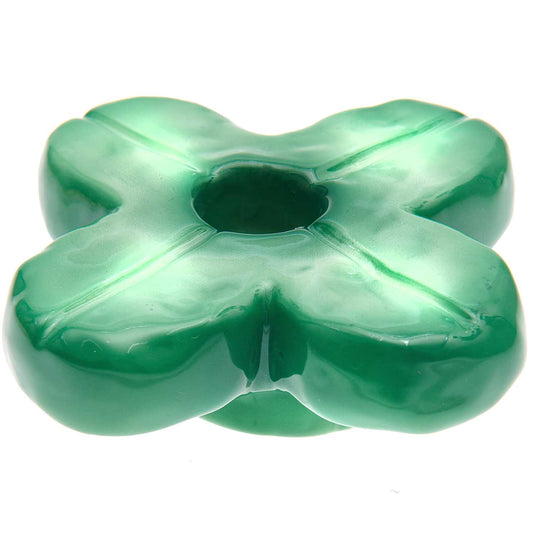 Ceramic Candle Holder, Shamrock Footed Green