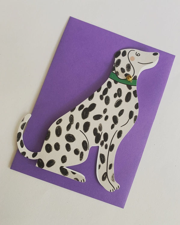 Sitting Dalmatian Shaped Greeting Card with Bell