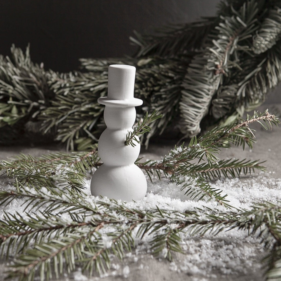 Matt White Ceramic Snowman /  Small