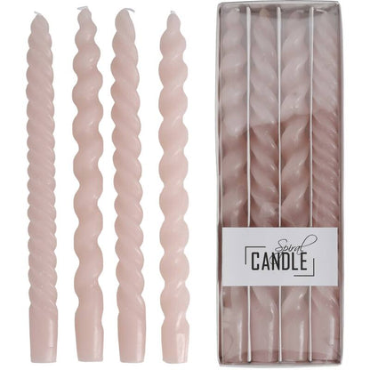 Box of 4 Dinner Candle Spiral Pink