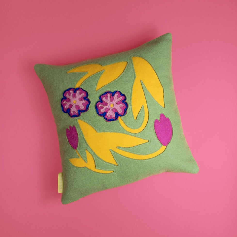 Bunch of Flowers Cushion - Green