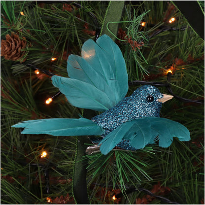 Turquoise Glitter Clip Bird